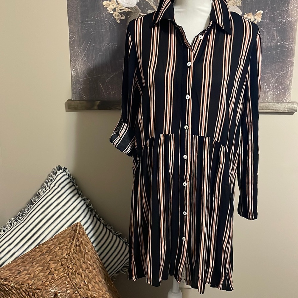 Striped Tunic Shirt Dress